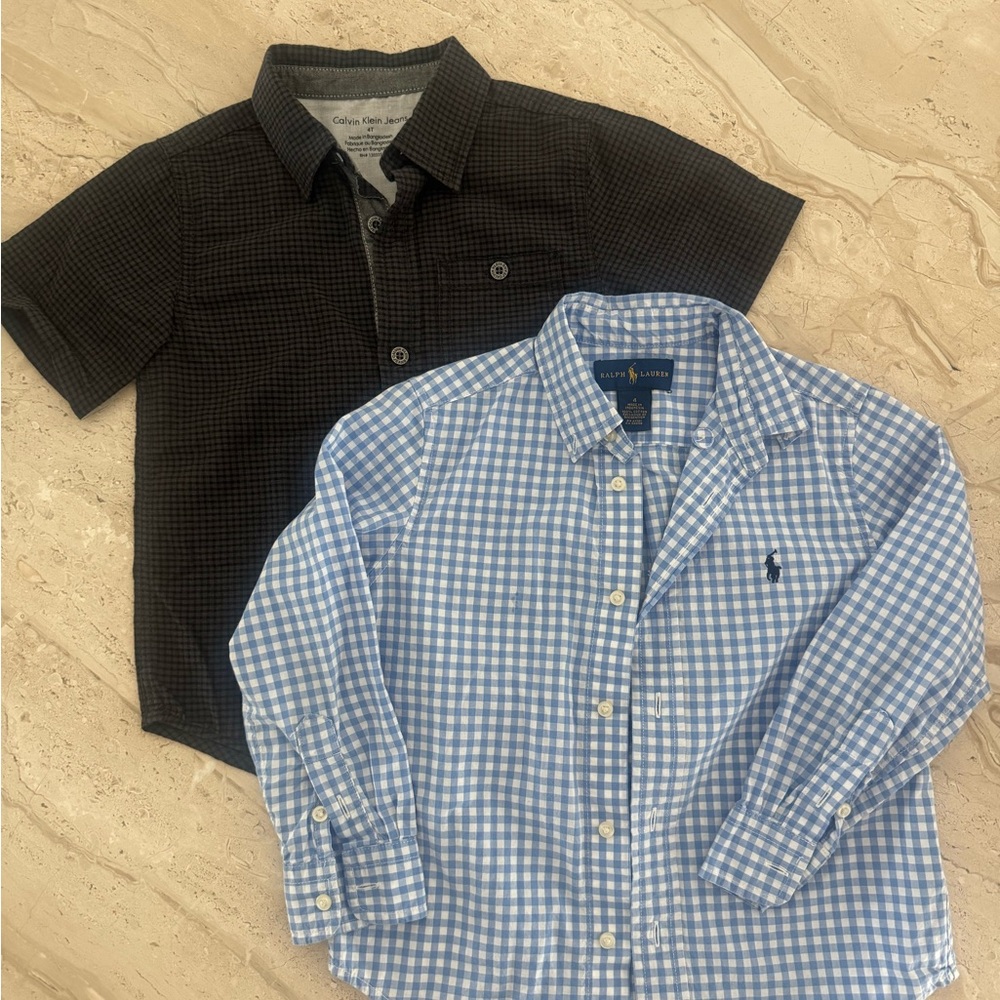 Two boys size 4t designer button shirts